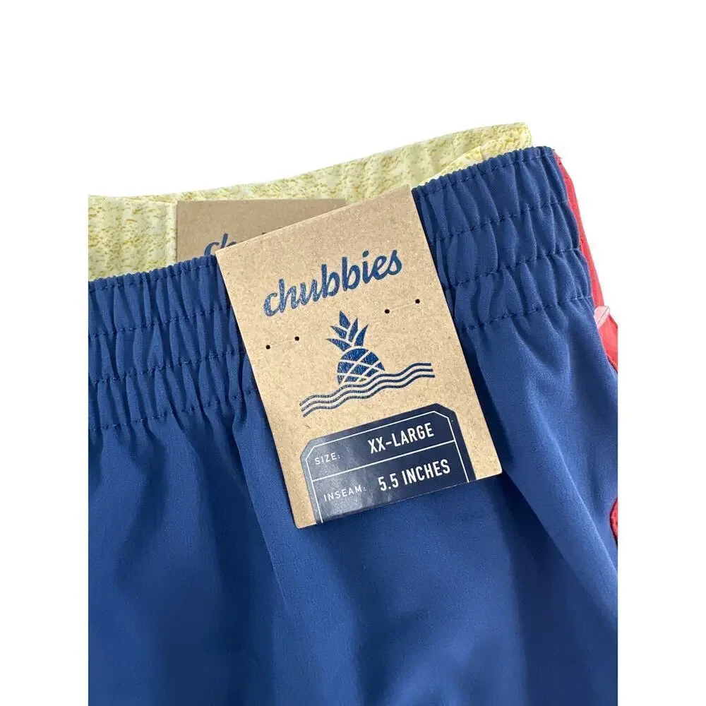 Chubbies Navy The Hidden Golds Tear-Away Swim Trunk Size XXL